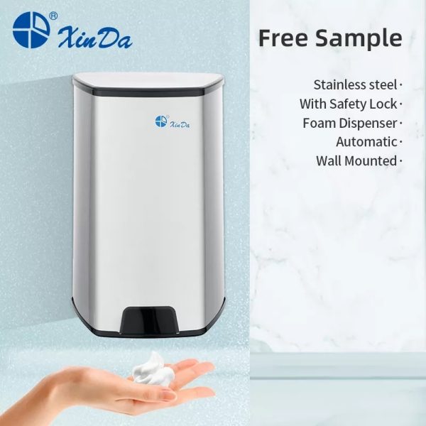 Xinda ZYQ100K Sensörlü Sıvı Sabun Dispenseri 880 Ml Gümüş - Görsel 4
